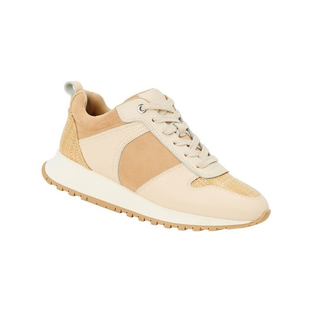 J.McLaughlin Emerson Suede Leather Grasscloth Sneaker Luxury Ivory New Sz 8